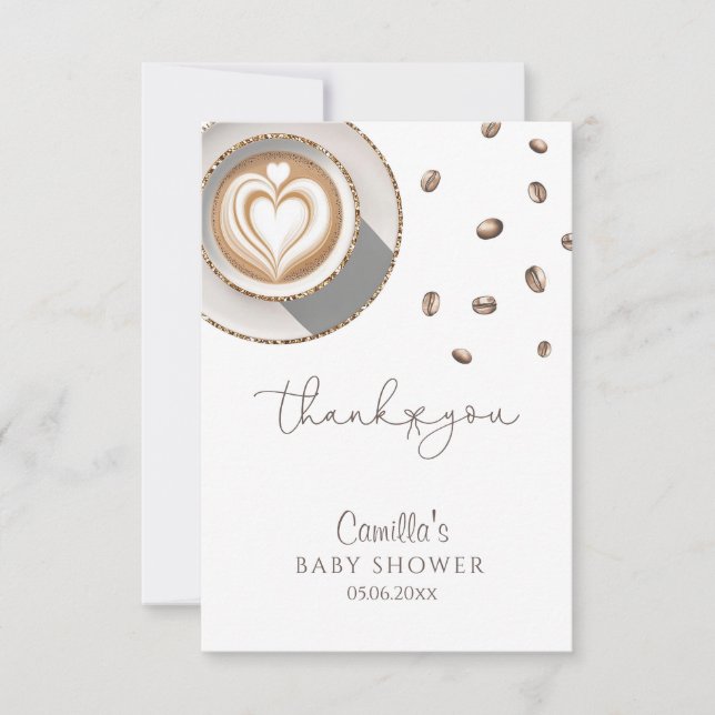 Coffee Themed Baby Shower  Thank You Card (Front)