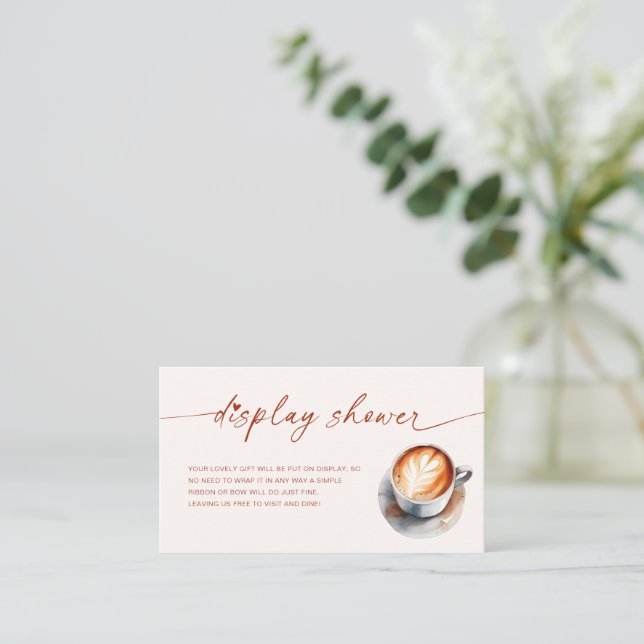 Coffee Themed Bridal Shower Display Shower Enclosure Card (Standing Front)