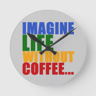 coffee themed colour typography round clock