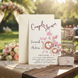Coffee Themed Couple Shower Invitation