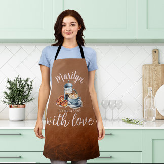 Coffee-themed custom name apron