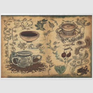 Coffee themed ephemera collage Tissue Paper