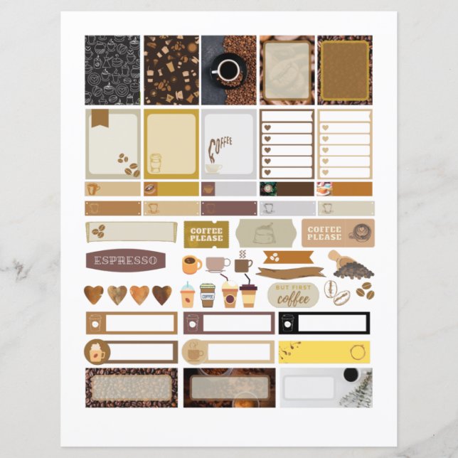Coffee Themed Sticker Planner Elements Scrapbook (Front)