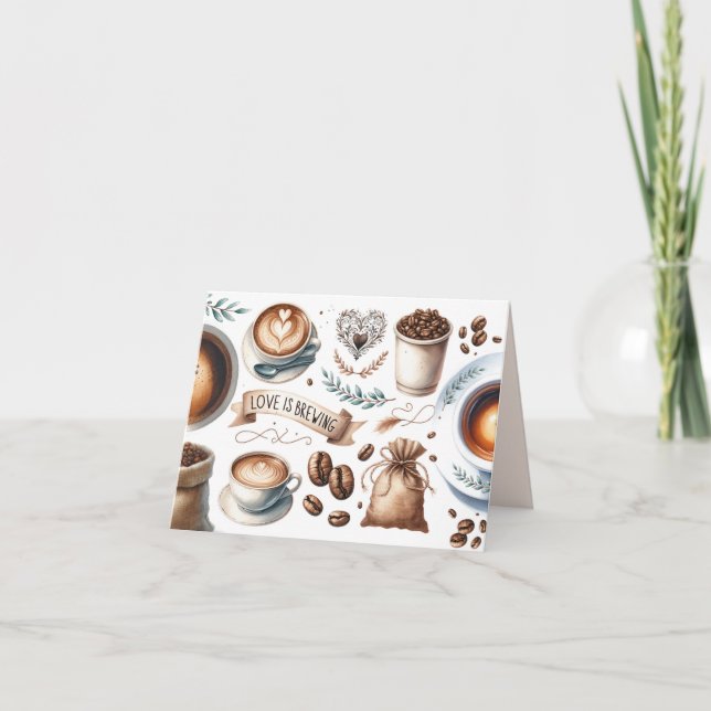 Coffee-Themed Template Thank You Cards (Front)
