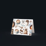 Coffee-Themed Template Thank You Cards<br><div class="desc">Say "Thanks a Latte" with our beautifully designed folded template thank you cards, featuring charming illustrated coffee and latte elements. The front of the card showcases delightful coffee-themed illustrations, while the inside opens to a solid light green colour with the words "Thanks a Latte." Use the template fields to add...</div>