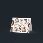 Coffee-Themed Template Thank You Cards<br><div class="desc">Say "Thanks a Latte" with our beautifully designed folded template thank you cards, featuring charming illustrated coffee and latte elements. The front of the card showcases delightful coffee-themed illustrations, while the inside opens to a solid light green colour with the words "Thanks a Latte." Use the template fields to add...</div>