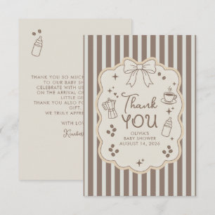 Coffee Themed Whimsical Baby Shower Thank You Card