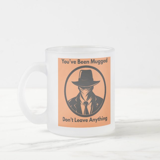 Coffee Thief Warning Frosted Glass Coffee Mug (Left)