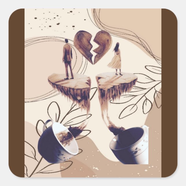 Coffee time,all we need is coffee,coffee leaves  square sticker (Front)