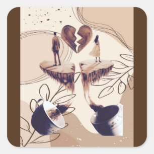 Coffee time,all we need is coffee,coffee leaves square sticker