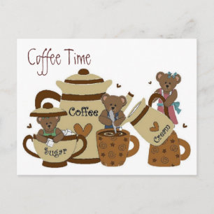 Coffee Time Bear Postcard