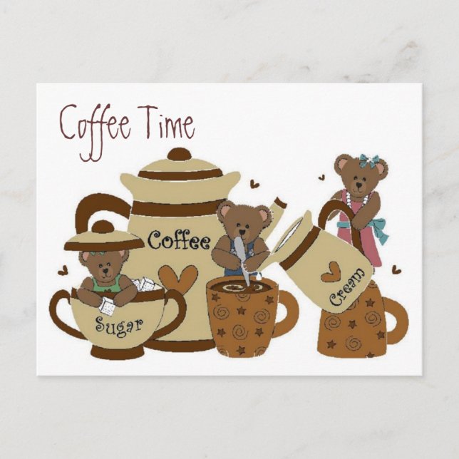 Coffee Time Bear Postcard (Front)