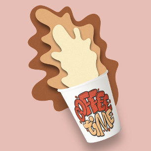 Coffee time calligraphy words  paper cups