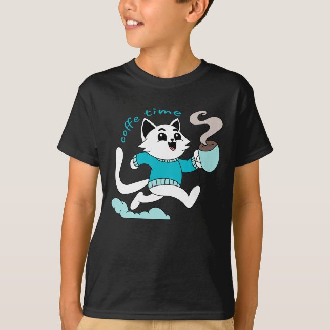 coffee time cat T-Shirt (Front)