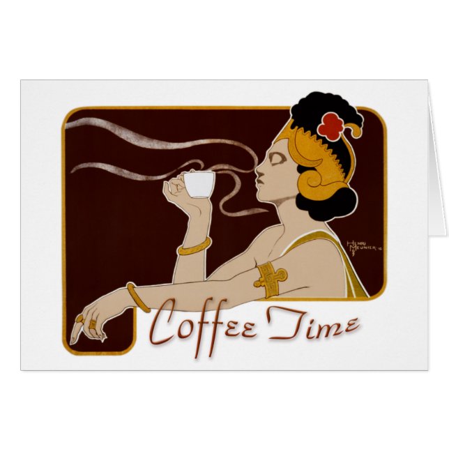 Coffee Time CC0227 Art Nouveau Folded Card (Front Horizontal)