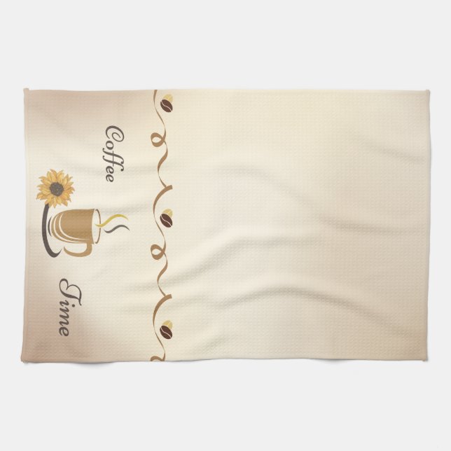 Coffee Time Coffee cup Daisy Kitchen Towel (Horizontal)