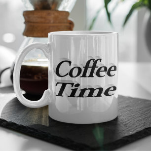Coffee Time coffee quotes black half text Large Coffee Mug