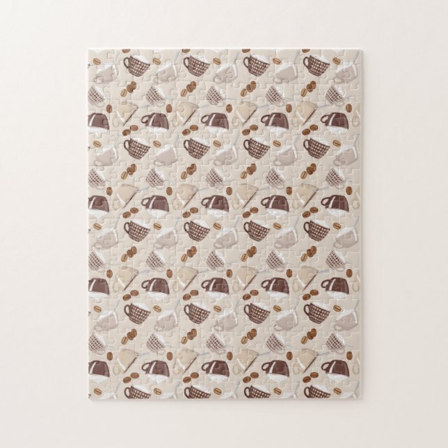 Coffee Time Cups Brown Grains Caffeine Lover Drink Jigsaw Puzzle (Vertical)