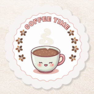 Coffee Time Cute Kawaii Coffee Cup Coaster