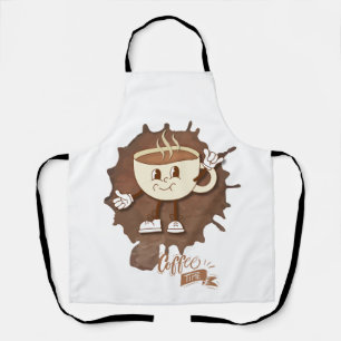 **Coffee Time – Cute Smiling Cup Steam Apron