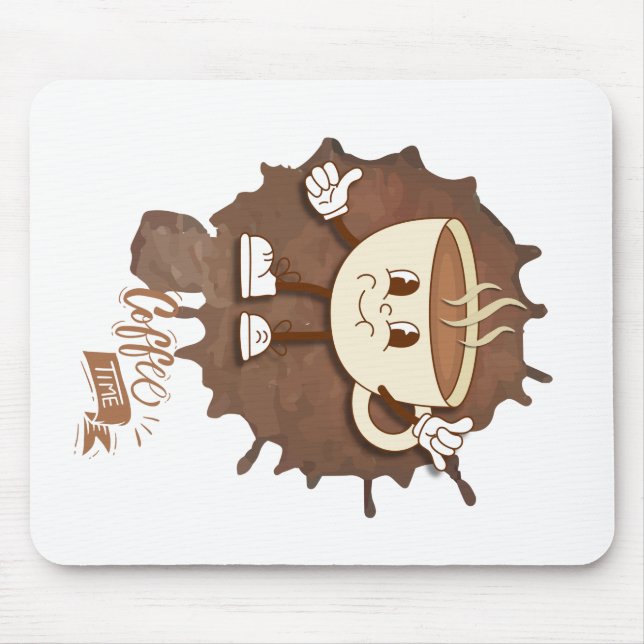 **Coffee Time – Cute Smiling Cup Steam  Mouse Mat (Front)
