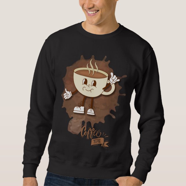 **Coffee Time – Cute Smiling Cup Steam  Sweatshirt (Front)
