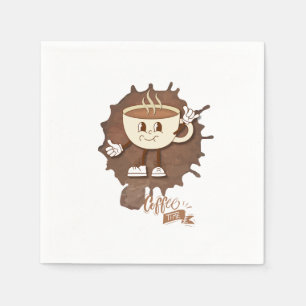 Coffee Time – Cute Smiling Cup with Heart Steam &  Napkin