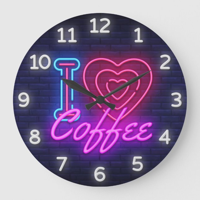 Coffee Time Faux Neon Wall Clock (Front)