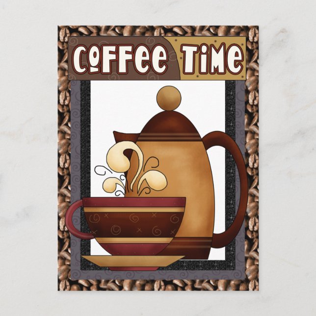 Coffee Time fun cartoon postcard (Front)