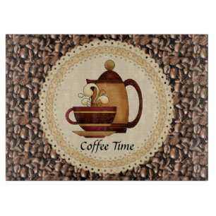 Coffee Time glass cutting board