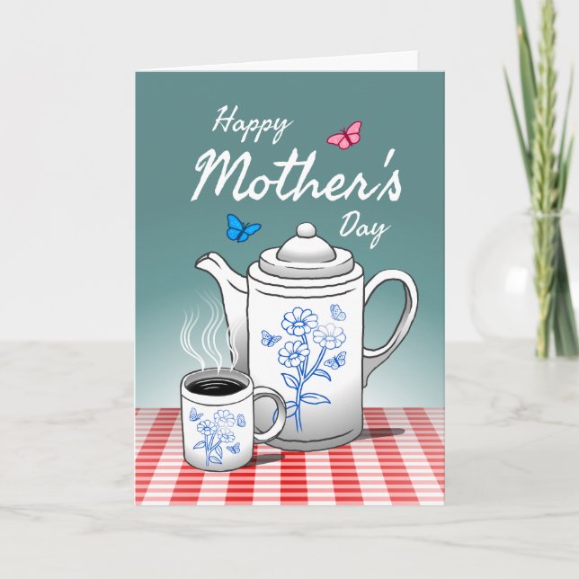 Coffee Time Mothers Day Holiday Card (Front)