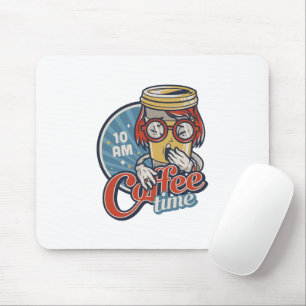 Coffee Time Retro Coffee Lover Vintage Caffeine Mouse Mat