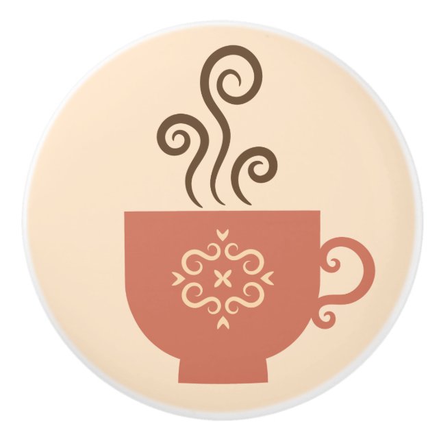Coffee Time Retro Design Ceramic Knob (Front)
