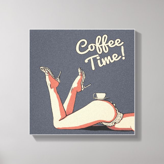 Coffee Time! Sexy maid and coffee cup wallart Canvas Print (Front)