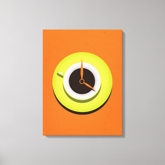 Coffee Time Stylish Vibrant Orange Canvas Print (Front)
