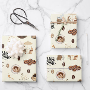Coffee time sweet espresso latte cappuccino wrapping paper sheet