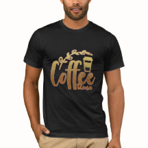 Coffee Time T-Shirt – Stylish Gold Glitter Coffee