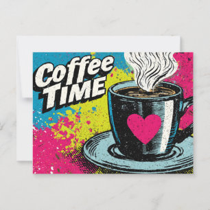 "Coffee Time" Vibrant Pop Art Mug Design Postcard
