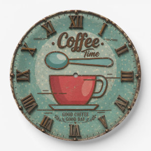 Coffee Time Vintage Farmhouse Coffee Bar Paper Plate