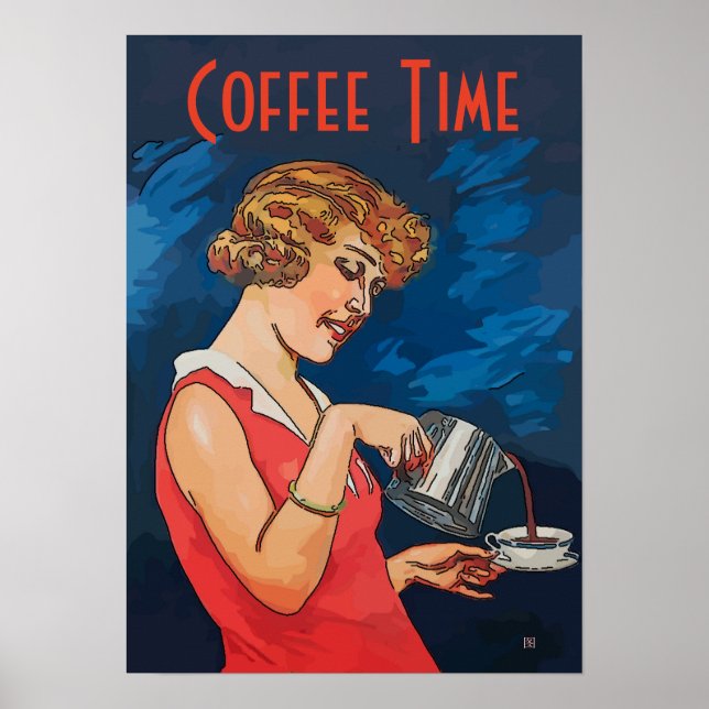 Coffee Time Vintage Style, add text Poster (Front)