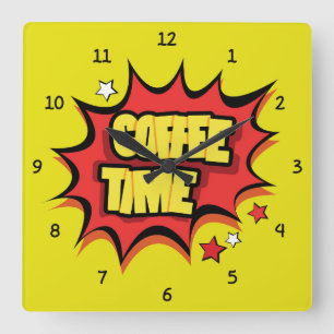 Coffee Time w/Splat Square Wall Clock