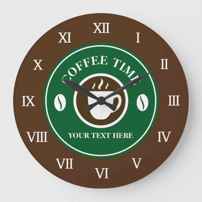 Coffee time wall clock for kitchen, cafe or shop (Front)