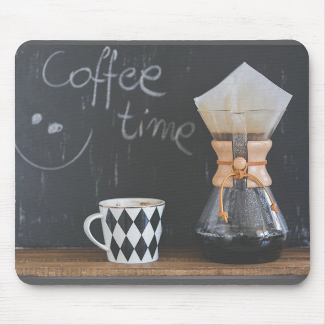 Coffee Time with Cup and Coffee Pot Mouse Mat (Front)