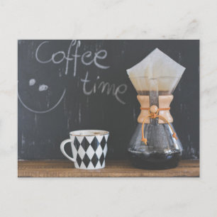 Coffee Time with Mug and Pot Postcard