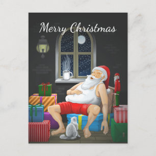 Coffee Time with Santa Claus Holiday Postcard