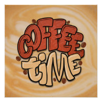 Coffee time words on milk foam
