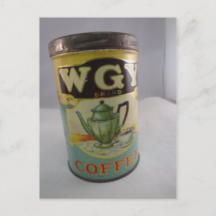 Coffee Tin, Vintage WGY Tin Postcard