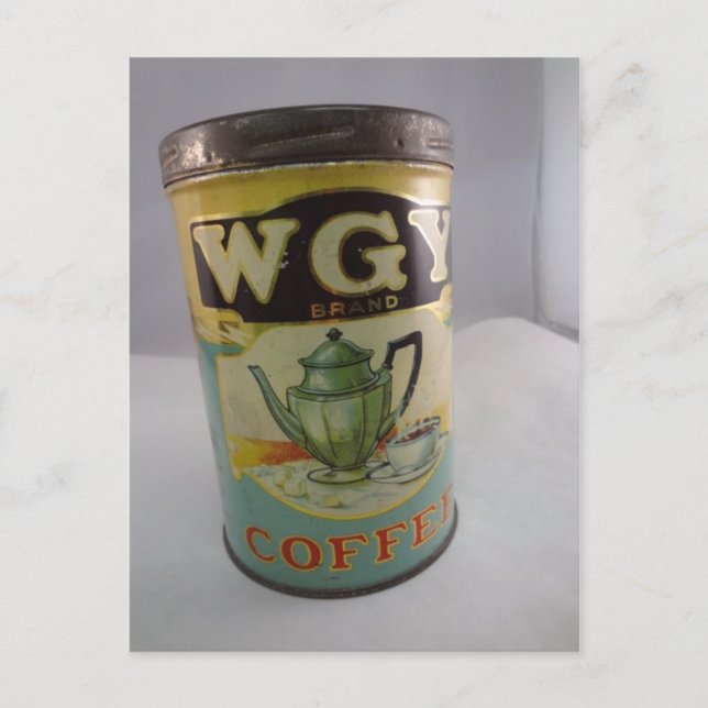 Coffee Tin, Vintage WGY Tin Postcard (Front)