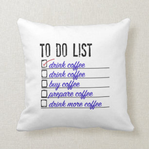 Coffee To-do-list Polyester Throw Pillow 16" x 16"