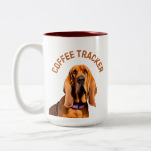 Coffee Tracker Hound Dog Two-Tone Coffee Mug